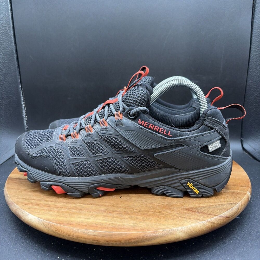 Merrell Moab FST 2 Mens Size 8 Hiking Shoes Waterproof Black Red Vibram J77471
